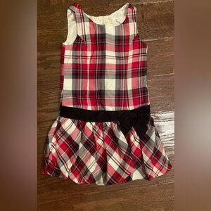 Girls Red black plaid Christmas dress sz5